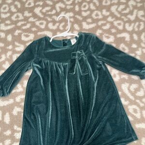 Carter's Velvet Long Sleeve Dress in Deep Green